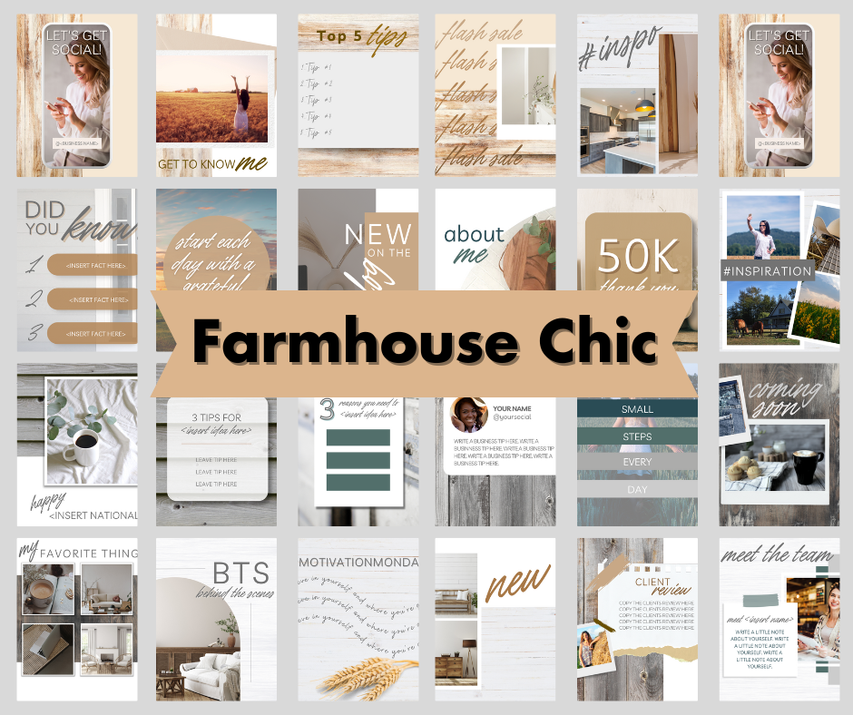 Farmhouse Chic Canva Social Media Templates